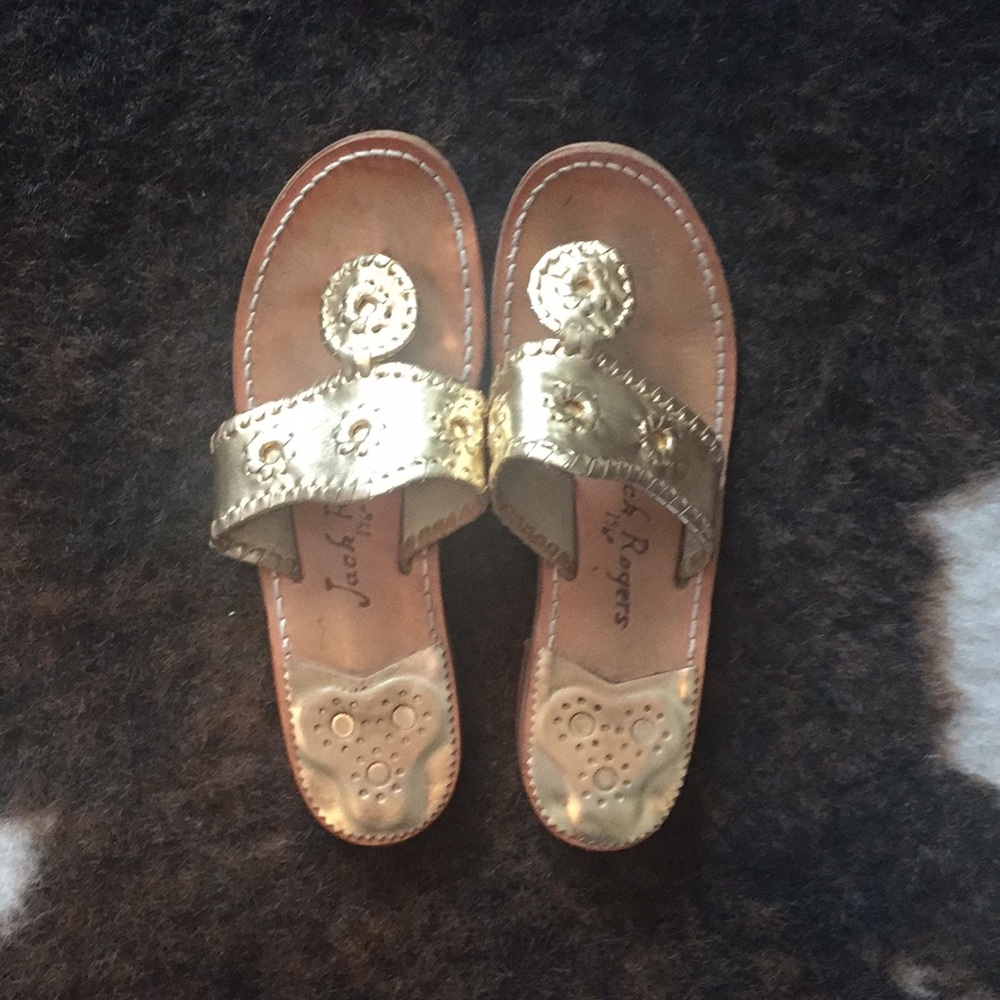 Jack Rogers Gold Sandals Slightly worn